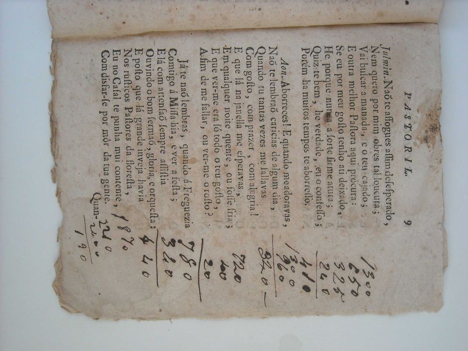Ecloga Pastoril, Em que se Trata os Grandes Excessos, que o Pastor Aonio...1785