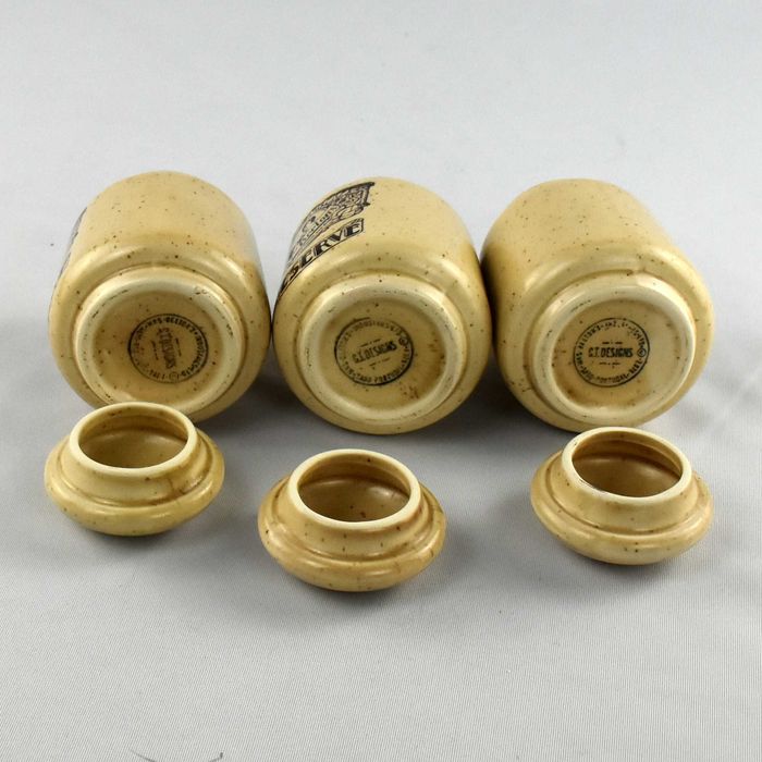 Conjunto de 3 frascos com tampa Mrs Beeton’s Preserve - 1978