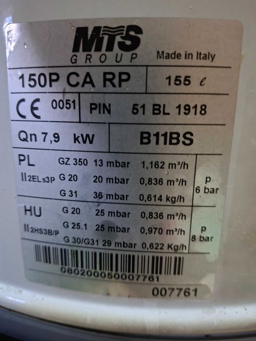Bojler gazowy ARISTON 120 l.