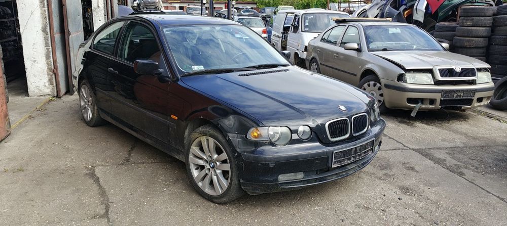 BMW E46 Compact 2.0 16V 04r silnik skrzynia biegów przód kompletny klapa tylna alufelgi lusterko 475/9 Black Sapphire Metal / schwarz