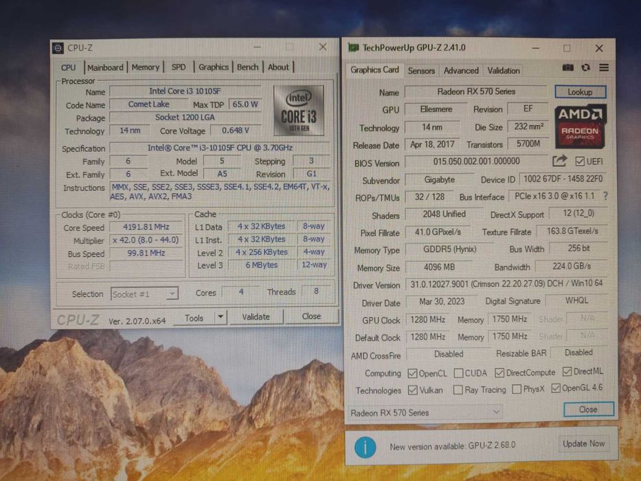 ИГРОВОЙ КОМП Intel i3-10105F(8x4,40),RX 570,DDR4 16Gb,SSD 240,HDD 1000