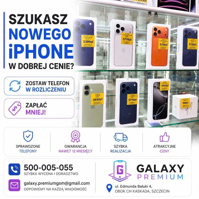 FABRYCZNIE NOWY Smartfon Apple iPhone 17 Pro MAX 256 Gb Karta sim | ul. Bałuki 4 Szczecin