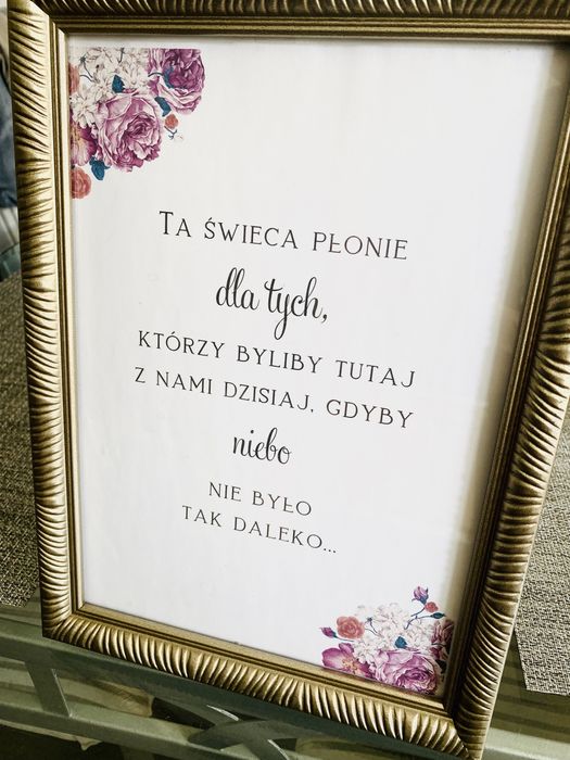 Ramka upamiętniająca bliskich zmarłych na ślubie