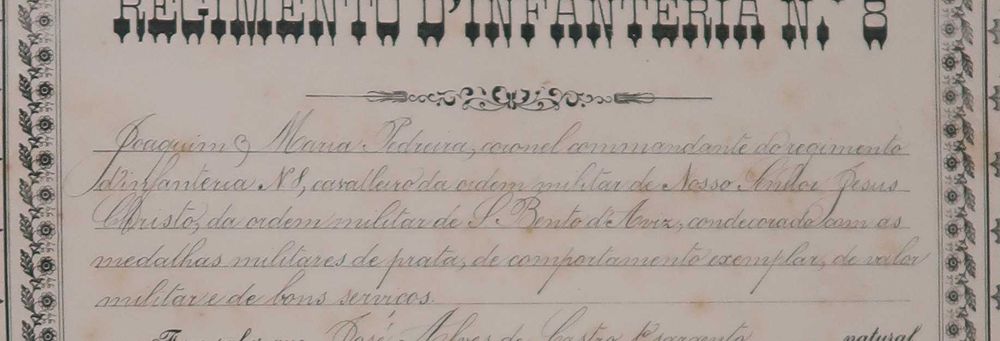 Diploma Regimento D Infantaria nº 8 (1883)