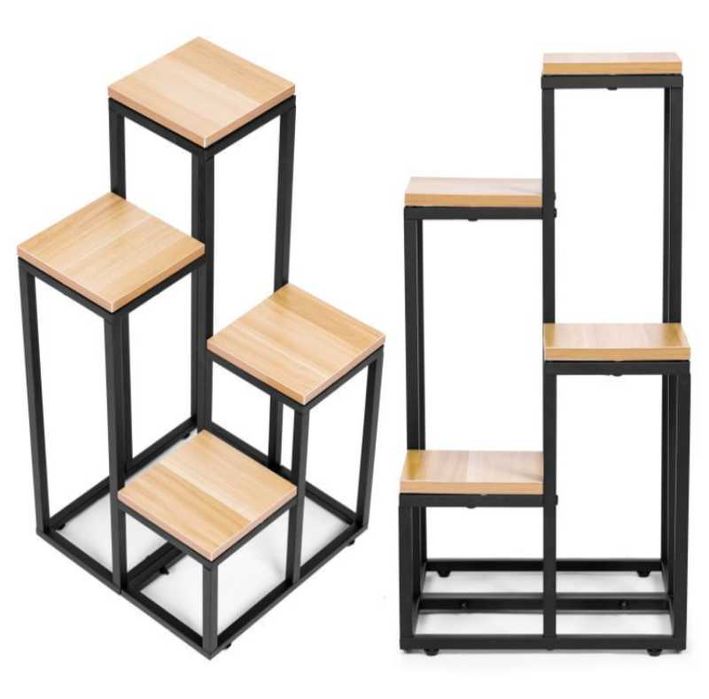 NOWY Kwietnik Regał Na Kwiaty Ozdoby 4 Półki Metal Mdf 2 KOLORY OKAZJA