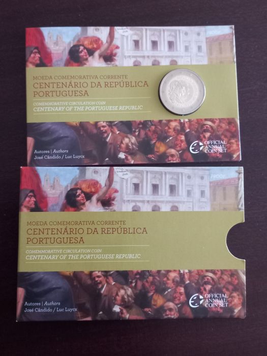 Moeda 2€ Portugal 2010 Proof Centenário da República  Portuguesa