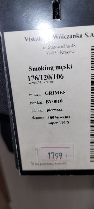 Smoking Vistula nowy  176 120  106cm  czarny