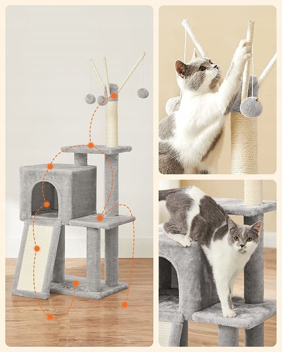 Stabilny Drapak Dla Kota Z Piłeczkami Wysoki Domek