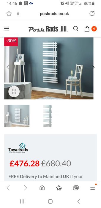 Nowy grzejnik Łazienkowy Towelrads CobHam Designer 1800x500 Antracyt