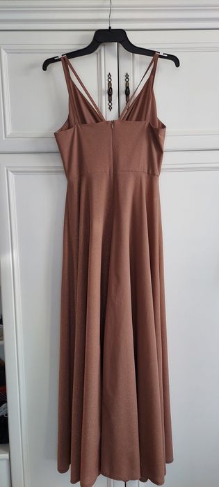 Sukienka weselna imprezowa brązowa długa