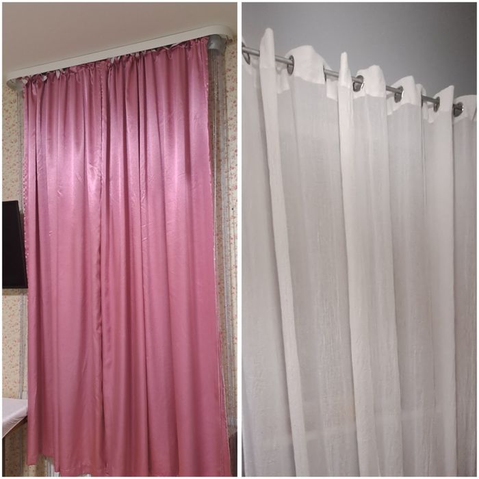 Ikea Жатка 2 шт  на люверсах и 2 шт розовые шторы