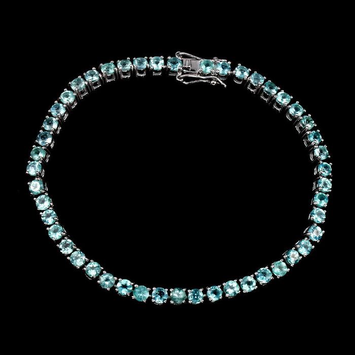 Bransoleta Apatyt naturalny srebro 925 pozłacana 14 CT złotem