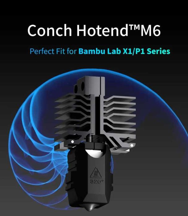 Хотенд Conch Hotend M6 Bambu Lab P1S / X1 сопло EndCoat сумістне V6