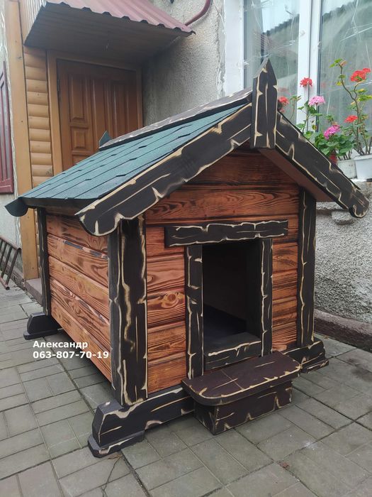 Утепленная будка под старину для большой собаки ( домик )