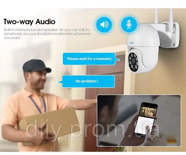Вулична IP-Камера TOWODE  1080P 2MP WiFi 4X PTZ Зум ІК