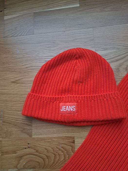 Komplet calvin klein czapka i szalik ck pomarańczowy nowy