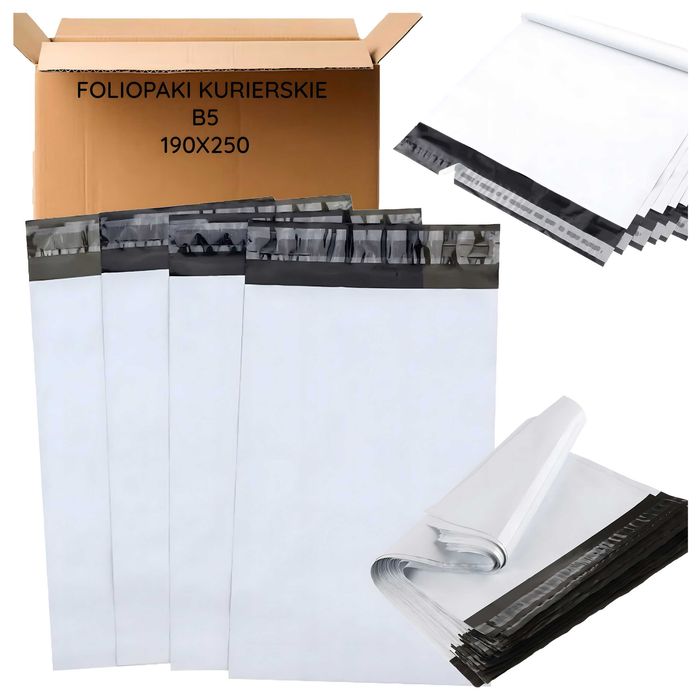Foliopaki Kurierskie BIAŁE B5 190x250 50 szt