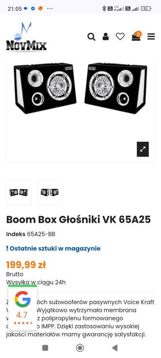 Kolumna glośnik Voice Kraft VK65A25 gratis wzmacniacz