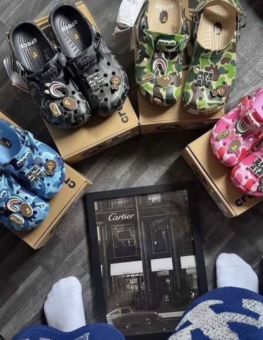 Crocs x Bape тапочки (тапки крокс бейп крокси кроксы bathing ape)