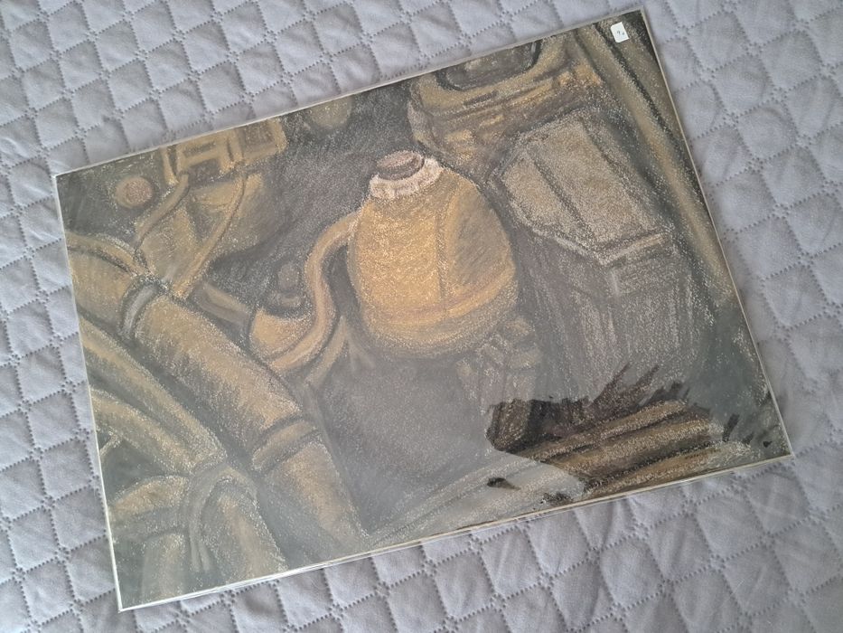 Pintura desenho ilustração original de motor - 42,2 x 29,8 cm - NOVO