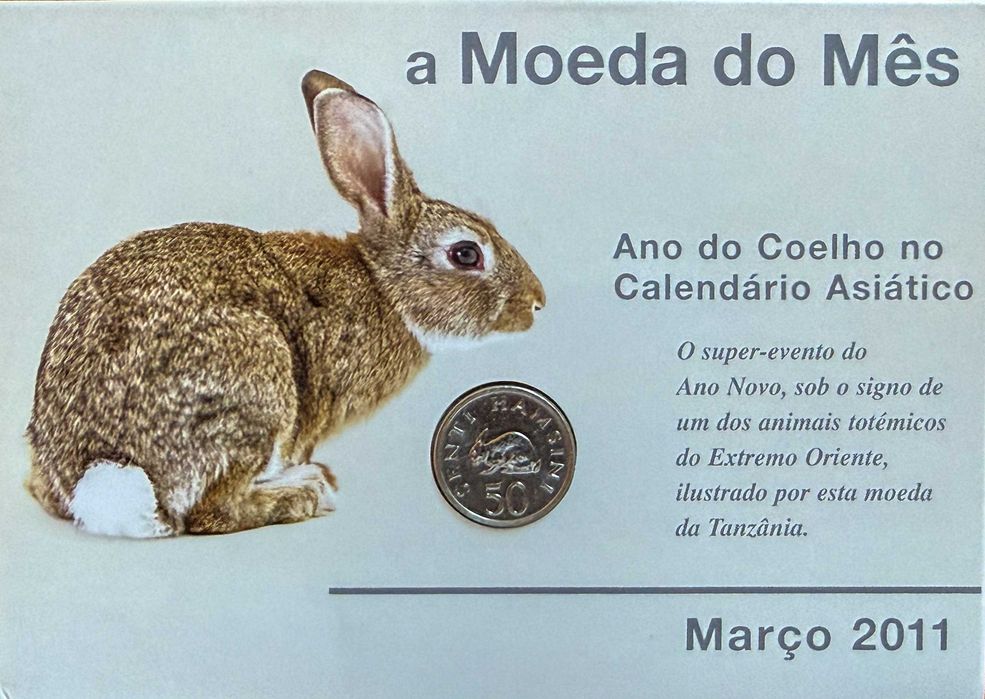 Moeda 50 Sentini Tanzânia 1989 - Ano do Coelho | Coincard Philae