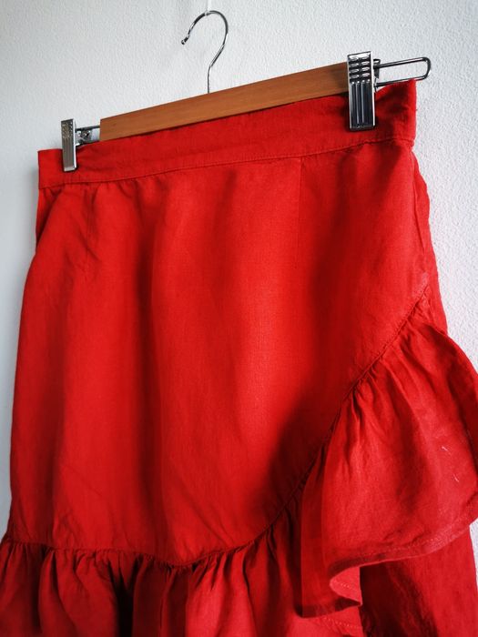 Spódniczka lniana, letnia, z falbankami cubus, rozmiar 38, M