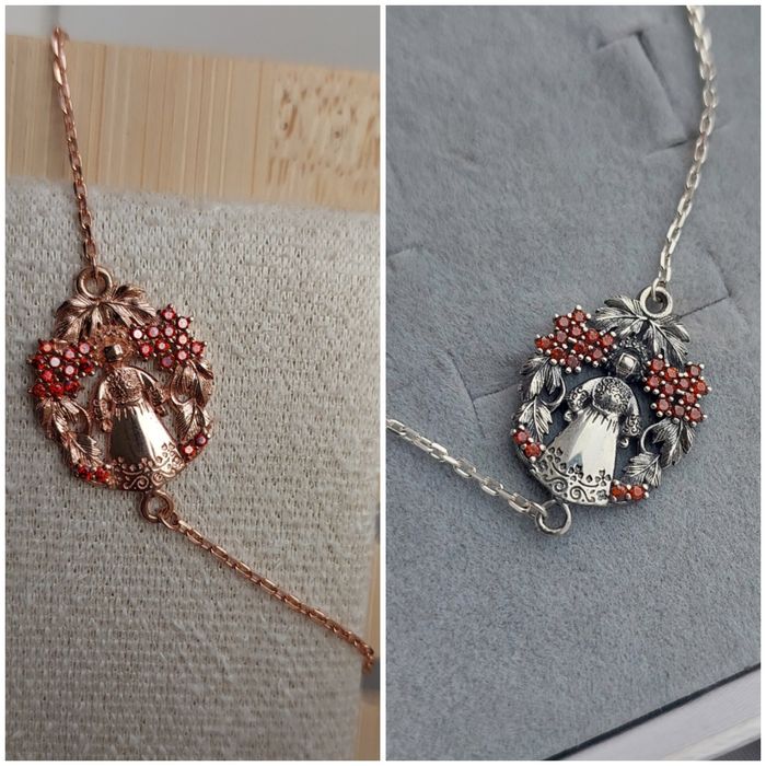 Срібний набір оберіг мотанка в калині