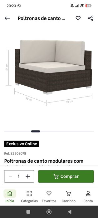 Sofá ratan para jardim/varanda