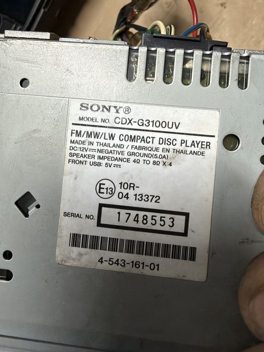Radio Sony 1 Din USB AUX