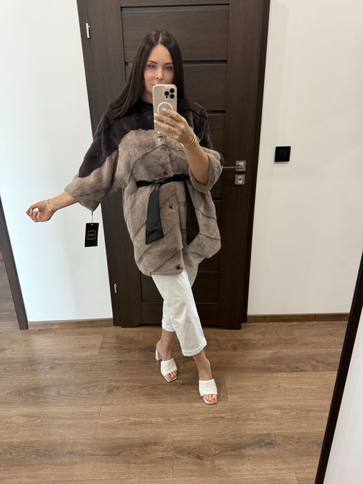 Futro naturalne z norek nowe M L
