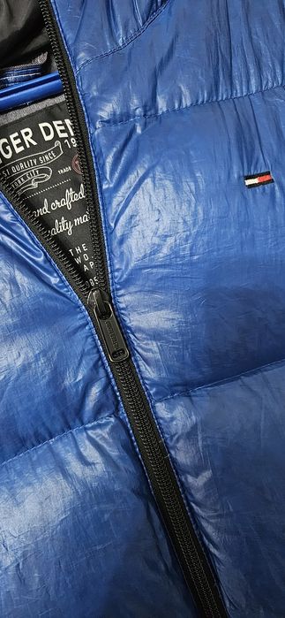 Tommy Hilfiger L kurtka puchowa niebieska piekna 100% org Usa