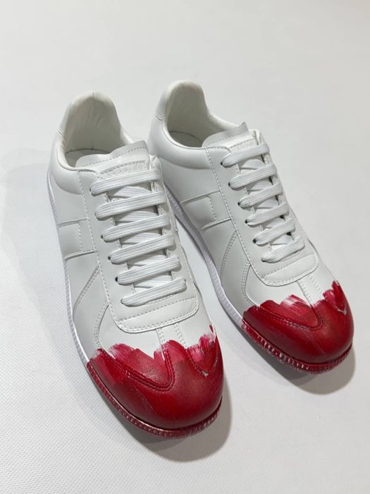 кроссовки Maison Margiela Gats Replica Red Paint White Sneakers