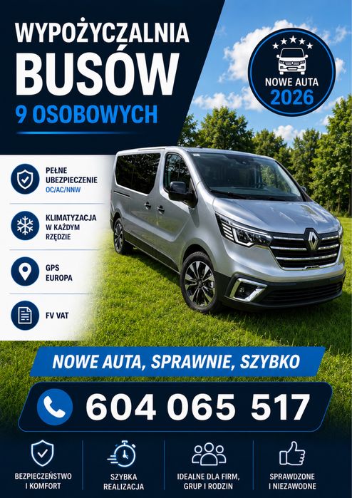 Wypożyczalnia samochdów busów 9 osobowych