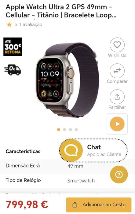 Apple Watch Ultra 2 (2025) 49MM Cell Titanium Como Novo, C/Garantia Aceito Retomas