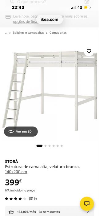 Beliche de casal branco ikea