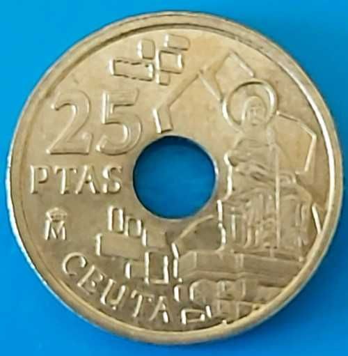 25 Pesetas de 1998, Espanha, Rei Juan Carlos I, Ceuta