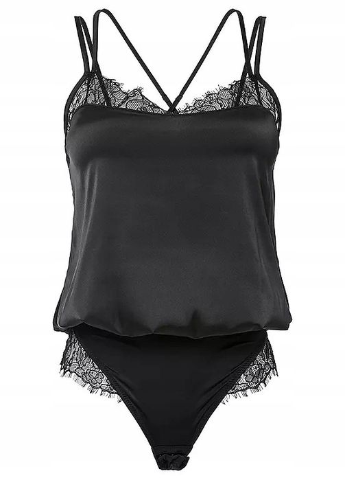 B.P.C. body czarne ze stringami i koronką r.40/42