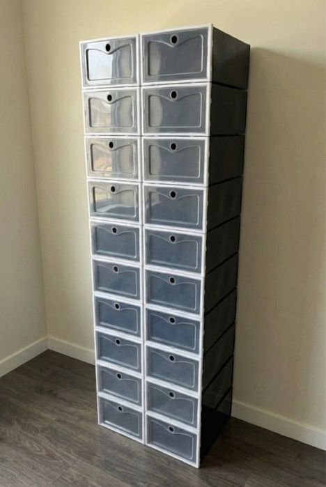 20xPudełka na Buty Organizer Plastikowe Klapka Pojemnik Przechowywanie