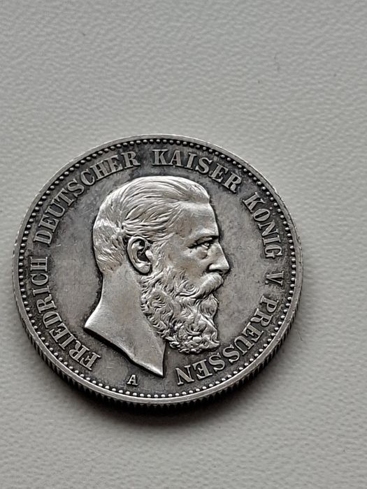 Piękne 2 Marki 1888 A Prusy  Srebro, Fryderyk III Oryginał Rzadka