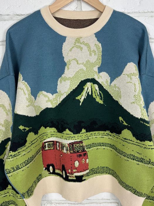 Sweter Cider z motywem kampera i gór