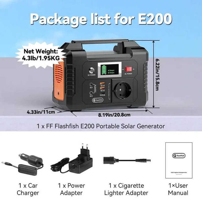 Портативна зарядна станція Flashfish E200  (40800 мАг)