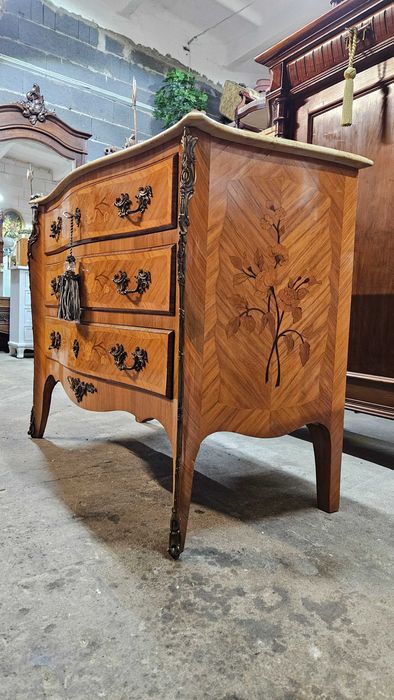 Antyk  Stara Piękna Komoda masywna beczka z marmurem nr1