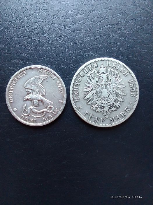 5 та 3 марок, срібло.