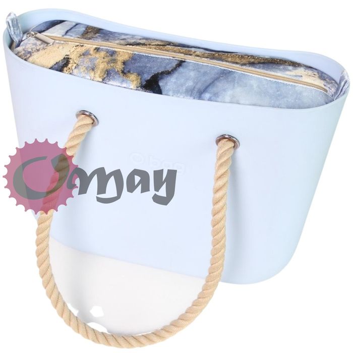 organizer do OBAG BAG MINI welur niebieski beż 2 kieszenie wkład OMAY