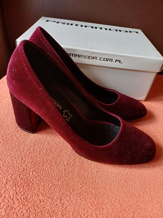 Bordowe czółenka Prima Moda 37