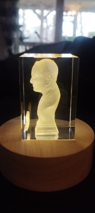 KRYSZTAŁ 3D # Szklana figurka lampka led Walentynki aniołek