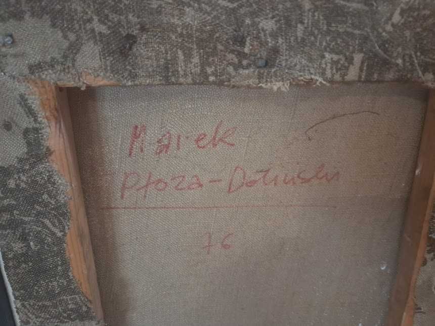 Obraz olejny tryptyk - stare żelazko stary młynek M. Płoza Doliński
