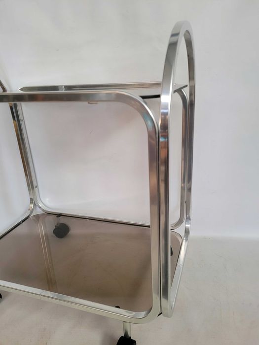 bauhaus stolik ALUMINIOWY dymione  szkło, lata 70