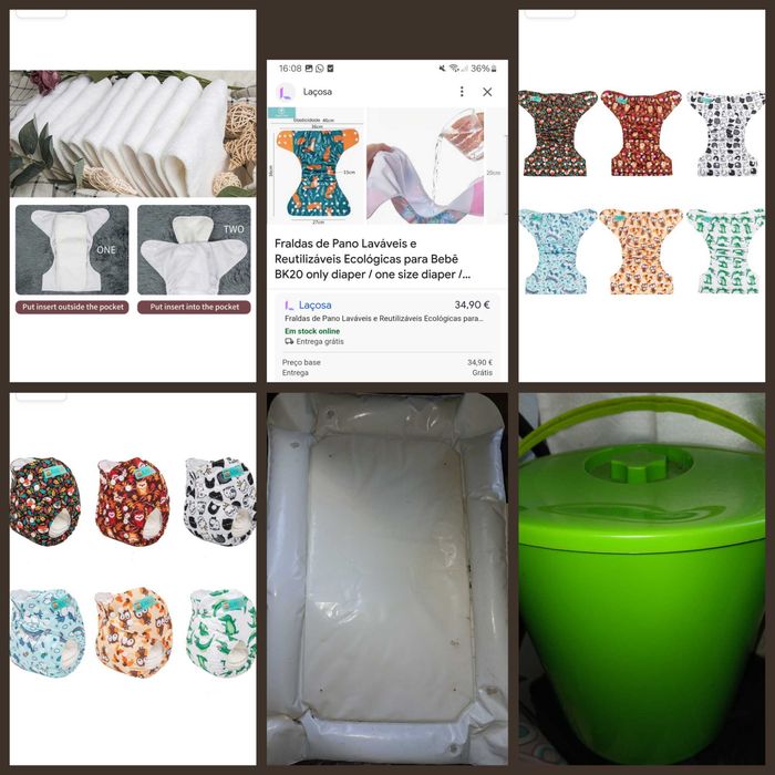 Lot of 19 Reusable Diapers: 50 Liners + Bucket + Toys64751241520642121