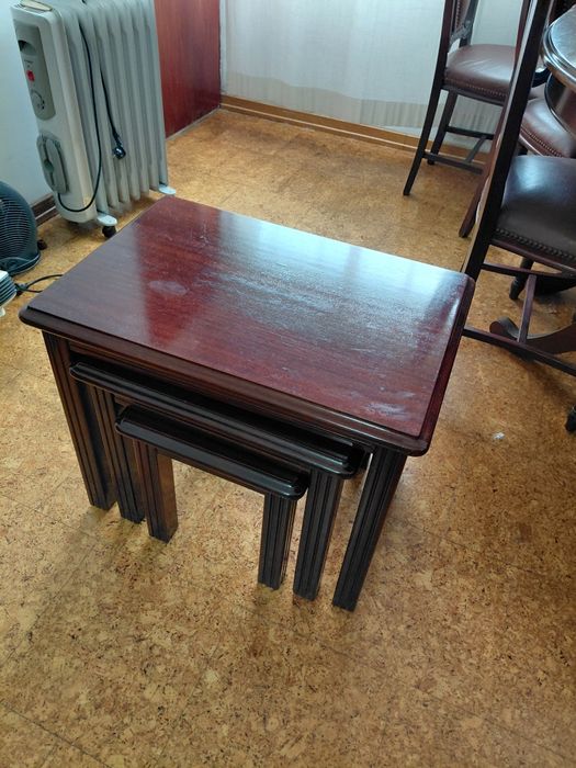 Conjunto 3 mesas apoio madeira